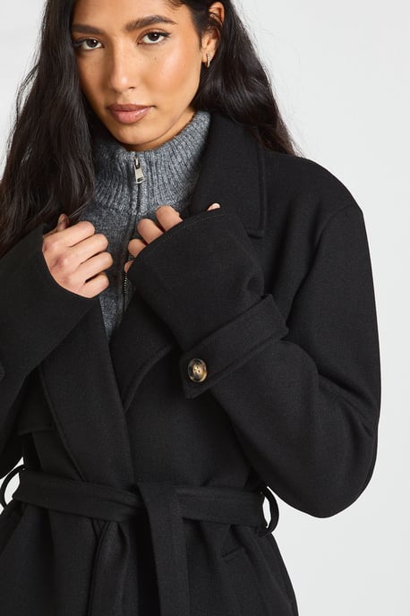 Tall Belted Wool Look Trench - Image 4
