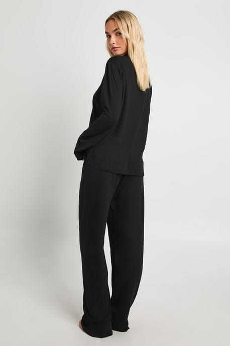 Soft Touch Button Through Shirt and Trouser Pyjama Set - Image 2