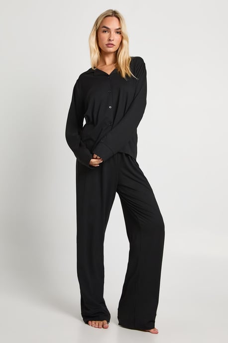 Soft Touch Button Through Shirt and Trouser Pyjama Set - Image 3