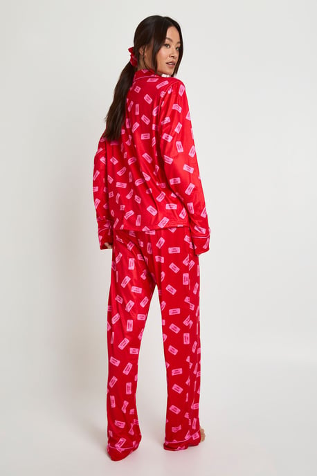 Tall Valentines Lucky You Print Long Sleeve Shirt & Trouser 3 Piece Pyjama Set - Image 2