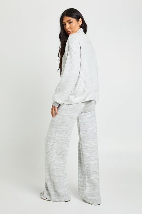 Tall Super Soft Zip Neck Oversized Jumper and Wide Leg Trouser Co-Ord - Image 2