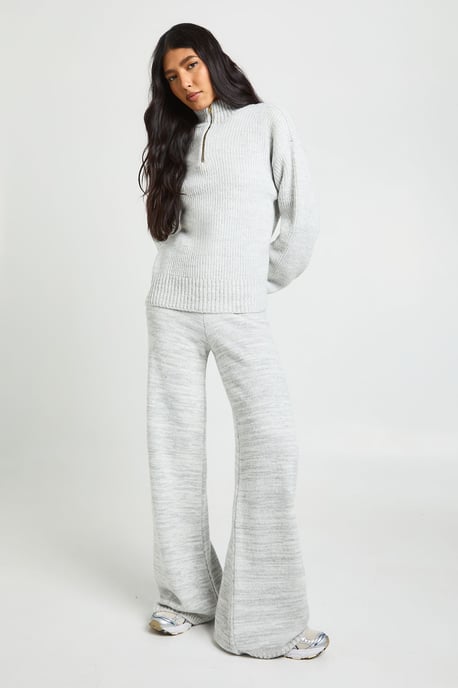 Tall Super Soft Zip Neck Oversized Jumper and Wide Leg Trouser Co-Ord - Image 3