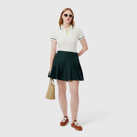 Women's Lacoste Pleated Twill Skirt in Green - Image 2