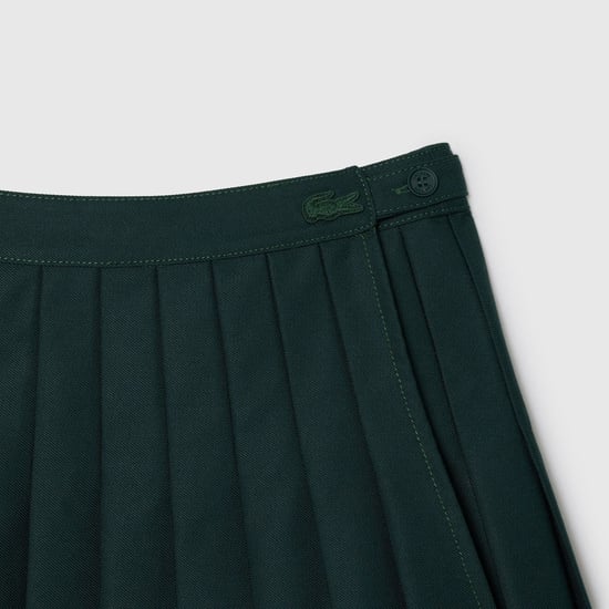 Women's Lacoste Pleated Twill Skirt in Green - Image 3