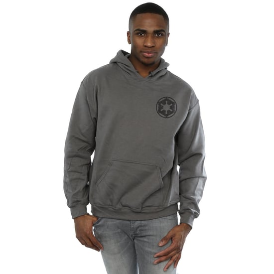 Star Wars Mens The Mandalorian Galactic Empire Insignia Breast Print Hoodie (Charcoal) - Image 2