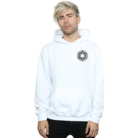 Star Wars Mens The Mandalorian Galactic Empire Insignia Breast Print Hoodie (White) - Image 2