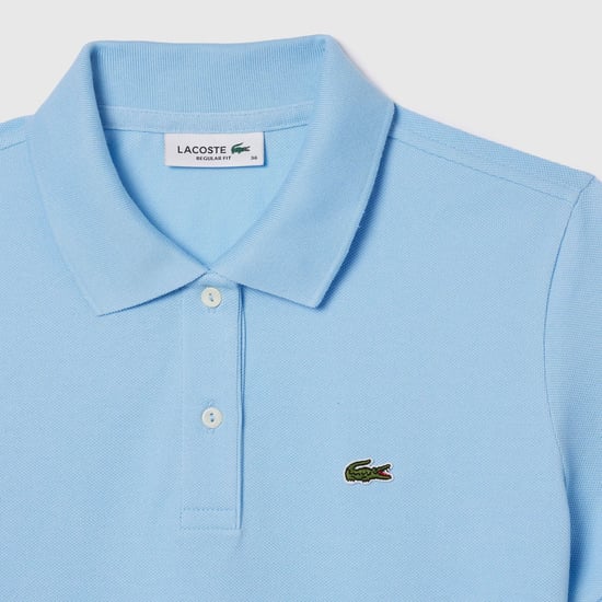 Women's Lacoste Regular-Fit Petit Polo Shirt in Blue - Image 3