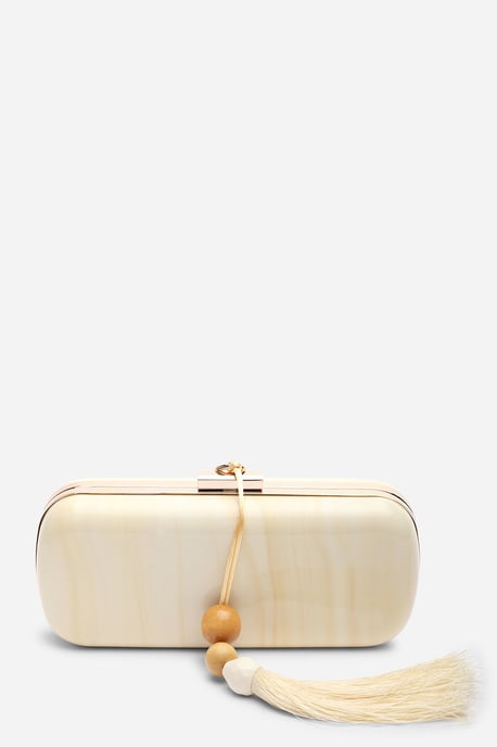 Where's That From Womens 'Kelp' Marble Finish Tassel Clutch Bag - Image 2