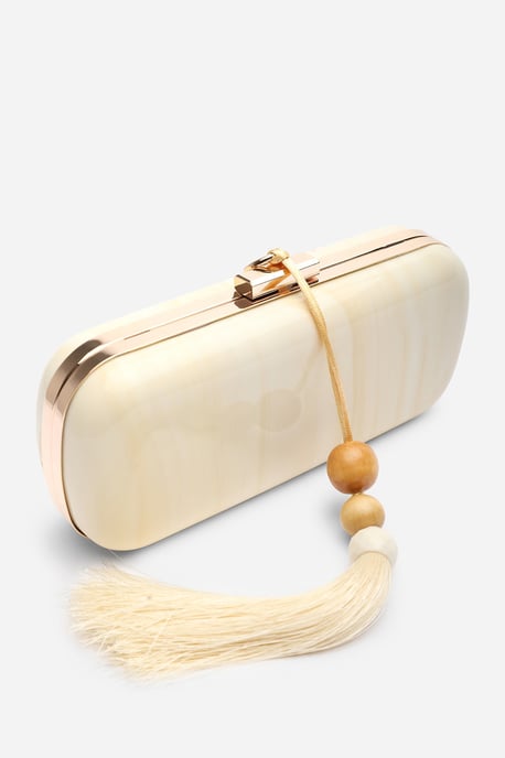 Where's That From Womens 'Kelp' Marble Finish Tassel Clutch Bag - Image 4