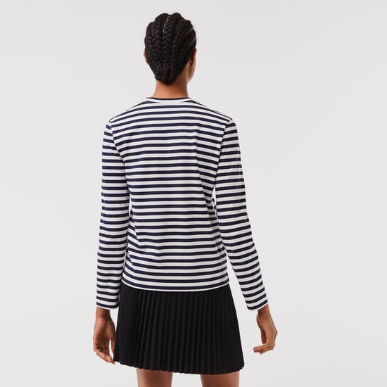 Women's Lacoste Striped Long Sleeve T-Shirt in Navy - Image 3