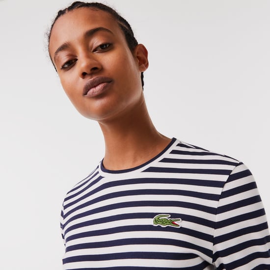 Women's Lacoste Striped Long Sleeve T-Shirt in Navy - Image 5