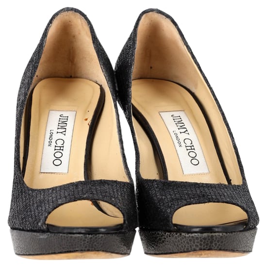 Jimmy Choo Peep Toe Pumps in Black Leather - Image 2