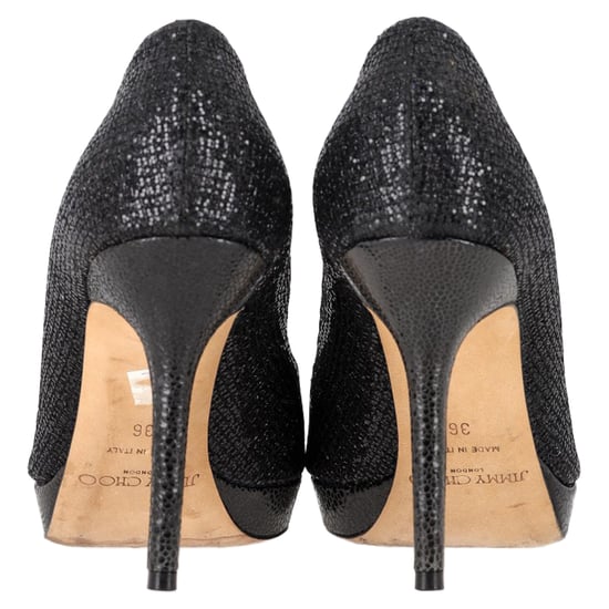 Jimmy Choo Peep Toe Pumps in Black Leather - Image 5