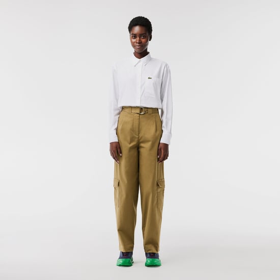 Women's Lacoste Cotton Gabardine Cargo Pants in Brown - Image 4