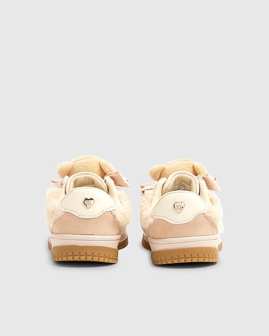 River Island Mini Girls Trainers Beige Teddy Bear - Image 3