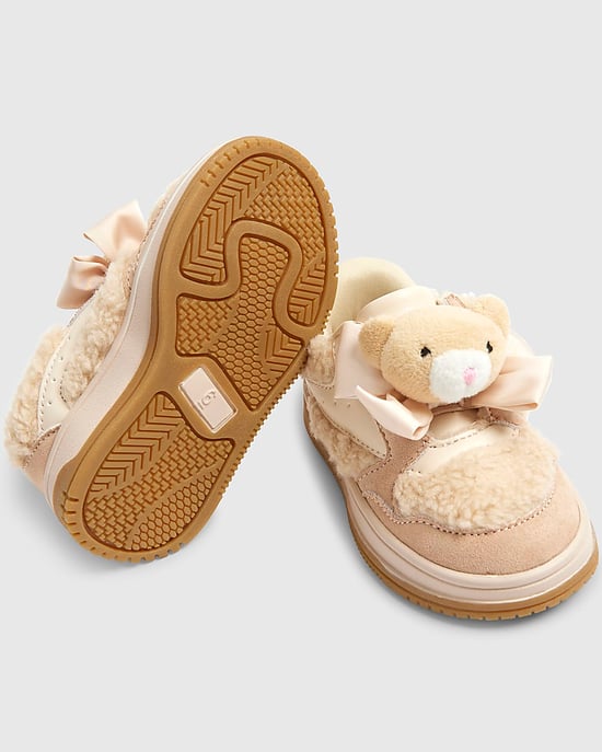 River Island Mini Girls Trainers Beige Teddy Bear - Image 5