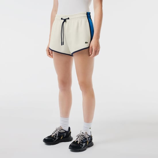 Women's Lacoste Contrast Panel Shorts in Cream - Image 2