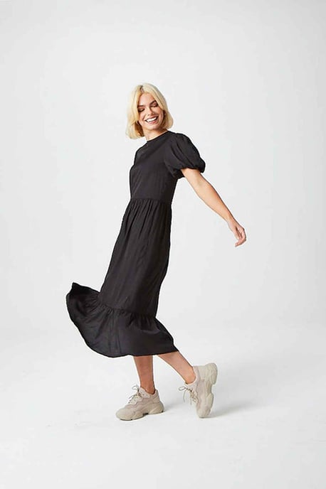 Lillian Black Puff Sleeve Dress - Image 1