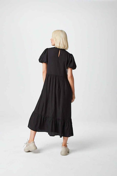Lillian Black Puff Sleeve Dress - Image 3