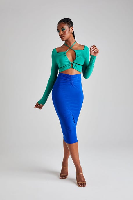 Multi Colour Block Midi Dress - Image 4