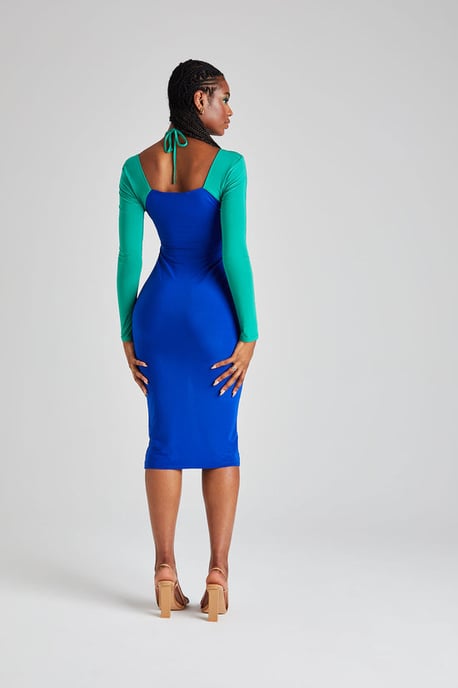 Multi Colour Block Midi Dress - Image 5
