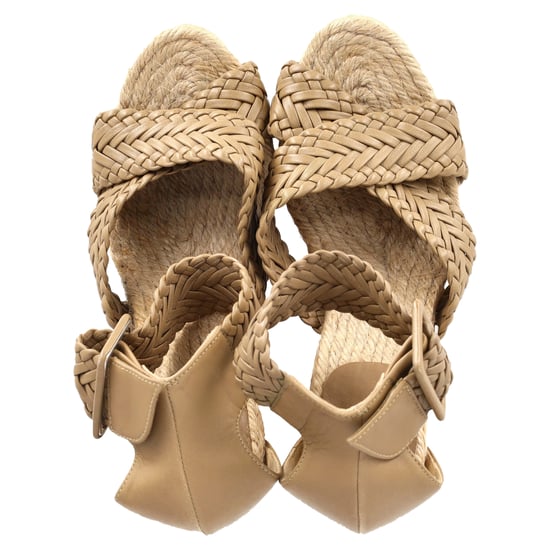 Hermès Criss-Cross Ankle Strap Wedges in Beige Leather - Image 3