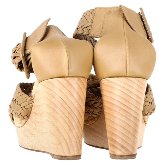 Hermès Criss-Cross Ankle Strap Wedges in Beige Leather - Image 5