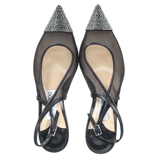 Jimmy Choo Anika 65 Embellished Slingback Pumps in Black Polyester - Image 3