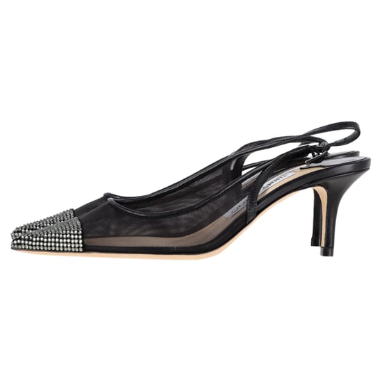 Jimmy Choo Anika 65 Embellished Slingback Pumps in Black Polyester - Image 4