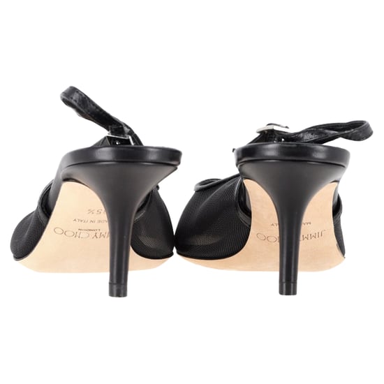 Jimmy Choo Anika 65 Embellished Slingback Pumps in Black Polyester - Image 5