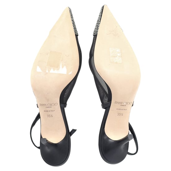 Jimmy Choo Anika 65 Embellished Slingback Pumps in Black Polyester - Image 6