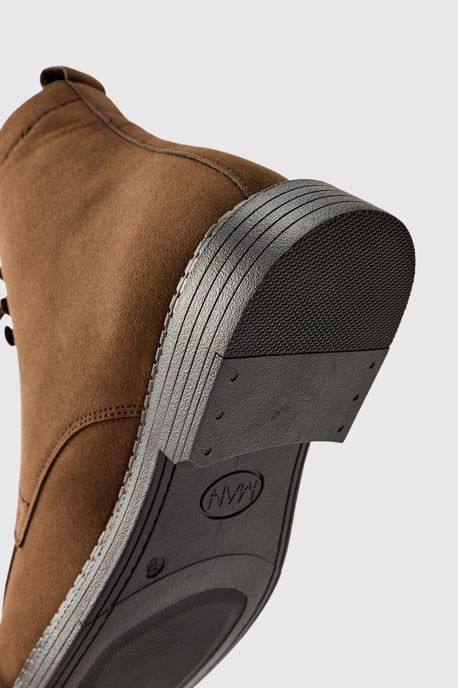 Faux Suede Chunky Sole Hiking Detail Boots - Image 4