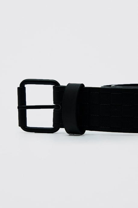 Faux Leather Embossed Checkerboard Belt - Image 2