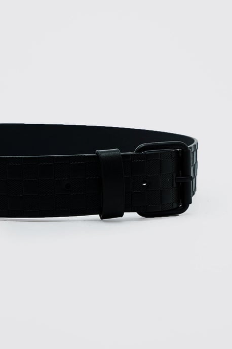 Faux Leather Embossed Checkerboard Belt - Image 3