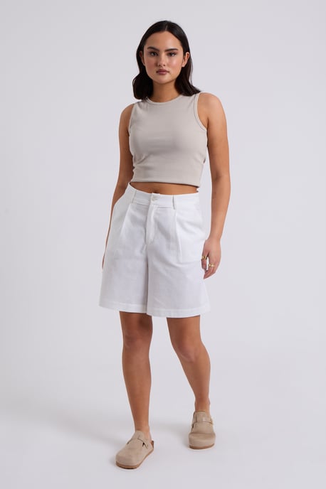White Linen Blend Short - Image 1