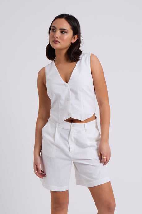 White Linen Blend Short - Image 4