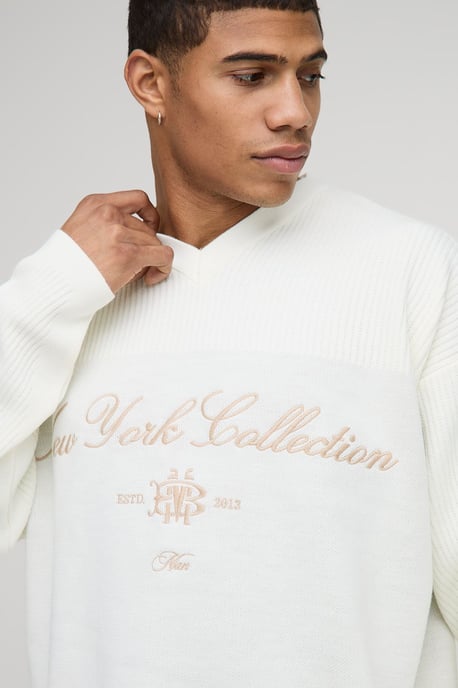 Oversized Rib Hockey Varsity Knitted T-Shirt - Image 3