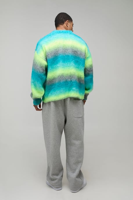 Oversized Boxy Ombre Fluffy Knitted Cardigan - Image 2