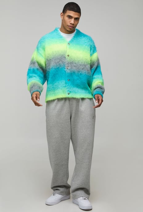 Oversized Boxy Ombre Fluffy Knitted Cardigan - Image 4