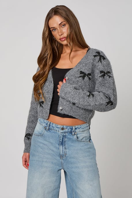 Urban Bliss Sequin Bow Detail Cardigan - Image 2