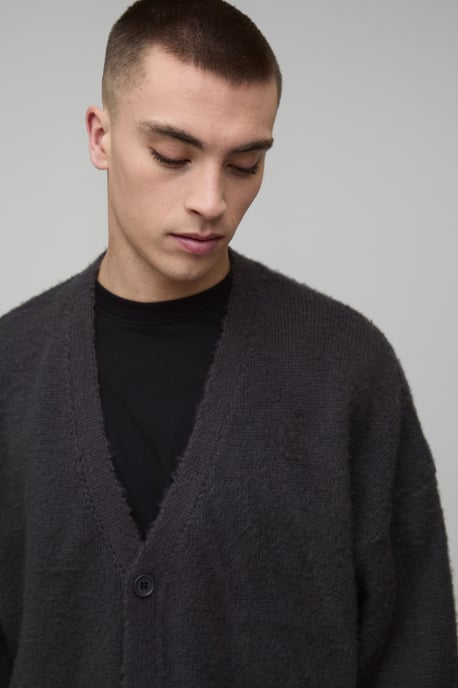 Shrunken Brushed Knitted Cardigan - Image 3