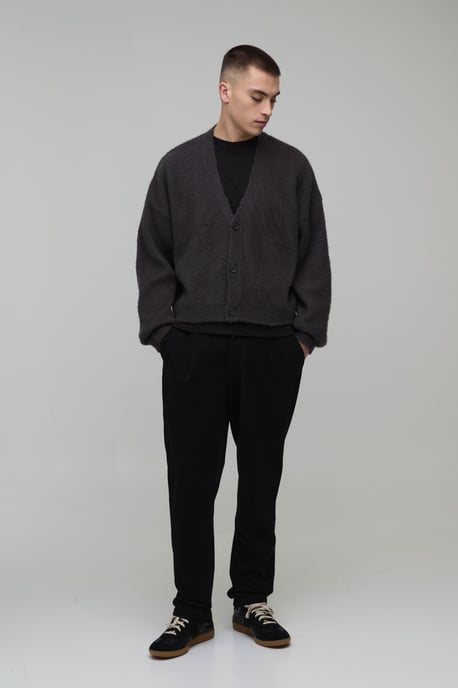 Shrunken Brushed Knitted Cardigan - Image 4
