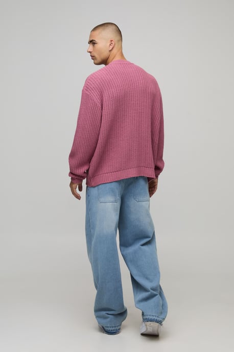 Oversized Fisherman Rib Knitted Button Up Cardigan - Image 2