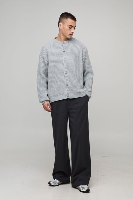 Oversized Fisherman Rib Knitted Button Up Cardigan - Image 4