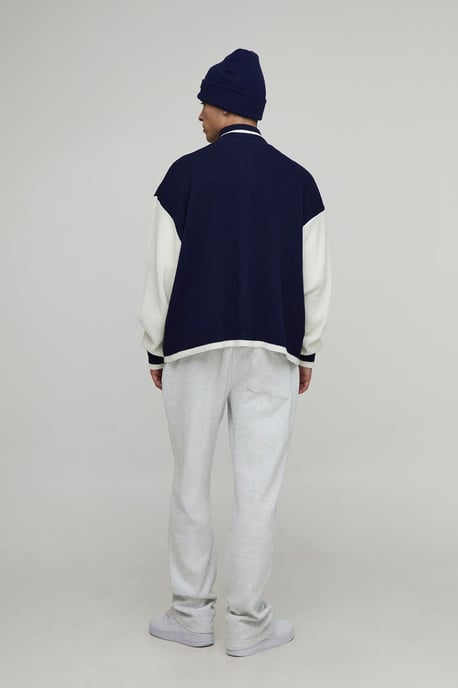 Oversized Boxy Embroidered Bomber Funnel Knitted Jacket - Image 2