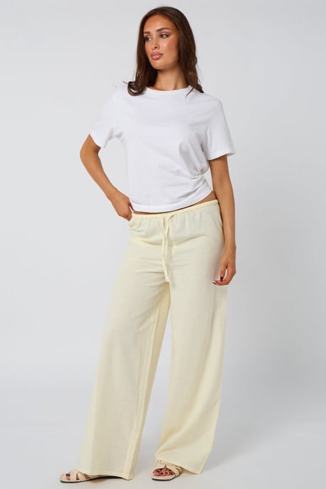 Linen-Look Elasticated Wide Leg Trouser - Image 1