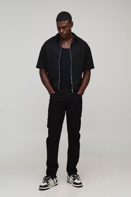 Oversized Faux Suede Boxy Shirt - Image 4