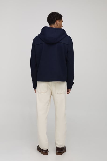 Oversized Boxy Fit Melton Toggle Hooded Duffle Coat - Image 2