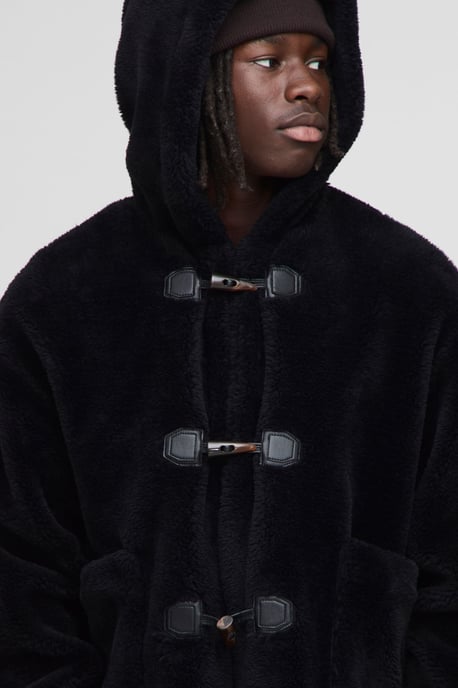 Relaxed Fit Borg Toggle Duffle Coat - Image 3