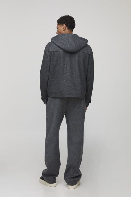 Oversized Boxy Fit Melton Toggle Hooded Duffle Coat - Image 2